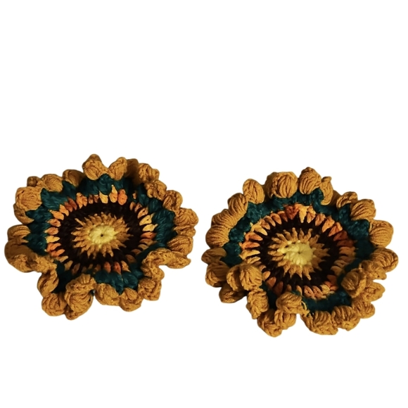 Hand Crafted Other - Hand Crafted 2pc Set Crochet Sunflower Coaster Home Decor Floral  Retro Mug Rug